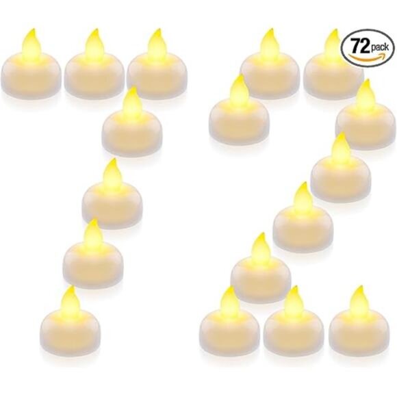 72 Pack Waterproof Flameless Floating Tealights,Battery Flickering LED Tea Light - Picture 7 of 7